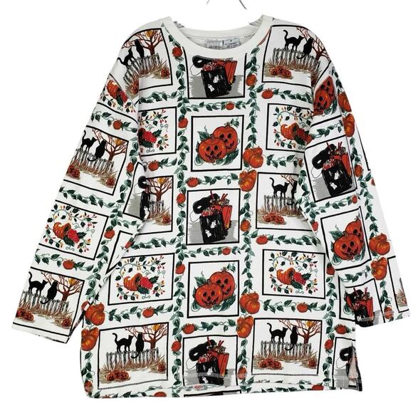 Vintage 90s Jason Maxwell Womens Sweatshirt Top Size Medium Halloween Patchwork - Picture 2 of 10
